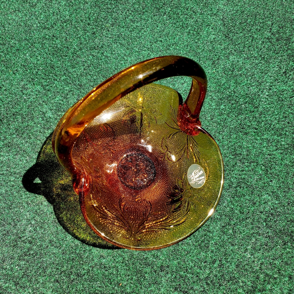 VTG Tiara Home Product, Amber Basket Handle Indiana Glass Co, Dunkirk, IN